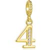 MiniJewelry Ciondolo con numero fortunato compatibile con braccialetti Pandora 0, 1, 2, 3, 4, 5, 6, 7, 8, 9, 9, gioielli di compleanno per donne, familiari, amici, con zirconia cubica trasparente oro, Misura
