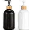 VINATO Set di 2 Dispenser per Sapone in Vetro 400ml, Design Opaco Nero e Bianco, Pompa Manuale, Ecologici - Per Bagno e Cucina