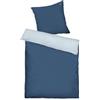 Herding TOM TAILOR Set di biancheria in raso, 80x80 cm + 155x220 cm, 100% cotone, con bordatura e ricamo del logo, con chiusura a cerniera, FINE STRIPES blu scuro e azzurro (Dark Navy & Sky Blue)