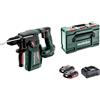 metabo Martello combinato a batteria KH 18 LTX BL 24-18 V, 2,2 J di energia d'impatto, 4750 colpi/min - SDS-Plus, senza spazzole - Inclusi: 2 batterie LiHD da 4,0 Ah, caricabatterie e metaBOX 165 L