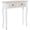 DRW Tavolo di ingresso con 2 cassetti in legno MDF bianco e crema 78x80x25 cm