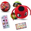Miraculous Ladybug, giocattolo da collezione capsula 4-1, Miraball sorpresa: Kwami in peluche estensibile, Sfera di metallo con immagini dei personaggi, Adesivi luccicanti, Nastro per appendere