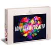 Ulmer Puzzleschmiede Love is All You Need - Puzzle contemporaneo di San Valentino da 1000 pezzi - Illustrazione cuore colorata come spettacolo di colori - Arte moderna come puzzle design