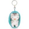 NICI Sleeping Pets 63161 - Portachiavi con leopardo delle nevi di peluche (8 cm) addormentato in un cestino, accessorio di peluche per zaino o borsa, portachiavi per grandi e piccini, multicolore