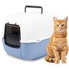 Ferplast Lettiera Gatto Chiusa Cassetta igienica per Gatti, Toilette Gatto, Porta Basculante e Manico, Due Filtri Al Carbone Attivo che neutralizzano i cattivi odori, 52.5 X 39.5 X 38 cm Azzurra