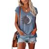 Teesho Maglietta da donna, elegante, a maniche lunghe, a maniche corte, casual, a maniche lunghe, a tunica, estiva, Z1-blu-grigio, M