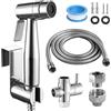SZBYH Set Doccetta Bidet, Spruzzatore Bidet a Mano con Valvola a T G1/2 e Adattatore per Toilette G3/8, Tubo da 150 cm, con Gancio per WC o Supporto a Parete, Doccetta per Pannolini e Bagno per Animali