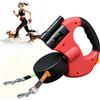 Gobesty 3m Guinzaglio per Cani Allungabile con Luce Led, Retrattile Guinzaglio Doppio per Cani con Comoda Impugnatura Ergonomica(Rosso)