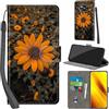 PHINIENLAND Cover per Xiaomi Poco X3 NFC/Poco X3 / Poco X3 Pro Case PU Pelle Custodia [Kickstand] [Chiusura magnetica] [Slot per Schede], Portafoglio Flip Custodia per Xiaomi Poco X3,Crisantemo