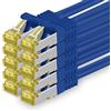 1aTTack.de Cavo di rete Ethernet Lan Cat.7 SFTP spina RJ45 Cat6a doppia schermatura 10000 Mbit/s compatibile con Cat5 Cat6 Cat6a Cat8 per switch Router Modem Patchpanel Blu / 10 pz 0,25m
