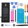 OnlyTech Batteria di ricambio premium per iPhone 8-1821mAh, identico all'originale, kit 12 strumenti professionali e adesivo schermo inclusi