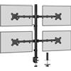 BONTEC Supporto da Tavolo per 4 Monitor 13-27, Regolabile in Altezza, 360° Rotazione e 180°Orientamento, VESA 75/100mm, Morsetto Scrivania e Perforazione, Fino a 10kg per Schermo