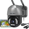 GENBOLT 4K PoE Telecamera Wi-Fi Esterno, 8MP PTZ Videocamera Sorveglianza Esterni CCTV IP WiFi Camera Sicurezza, Inseguimento Automatico，Rilevamento di Persone/Veicoli,Visione Notturna a Colori