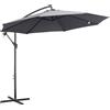 Outsunny Ombrellone decentrato ottogonale pieghevole diametro 3 m ombrellone da giardino con base a croce Ø295 x 255H cm grigio