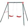 Outsunny Altalena Doppia da Giardino per Bambini in Metallo, 239x156x180 cm, Verde | Aosom Italy
