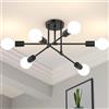 Riohan Industrial Sputnik Lampadario, Retro Lampada da Soffitto E27 6 Luci, Moderno Lampadario Industriale Nero in Metallo, Ø 51cm, per Camera da letto, Soggiorno, Cucina (senza Lampadine)