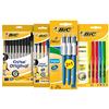BIC CRISTAL BIC Set Cancelleria, 10 Penne a Sfera Nere, 5 Evidenziatori, 4 Penne a sfera Colori Assortiti, 4 Colori a Scatto, Astuccio Scuola