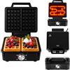 Adlereurope ADLER EUROPE Piastra per waffle belga, doppia waffle con regolazione della temperatura, 2000 W, rivestimento antiaderente e manico isolato termicamente, piastre riscaldanti profonde 9 cm x 14,5 cm