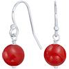 Bling Jewelry Semplici Orecchini A Goccia Rotondi Con Pietre Preziose Di Corallo Rosso Naturale Tinti Per Donne Adolescenti. Argento Sterling .925