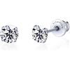 Limerencia G23 Orecchini Anallergici in Titanio con Zircone Cubica per Uomo Donna Bambina, Retro a Vite, Senza Nichel per Orecchie Sensibili (5mm, Bianco)