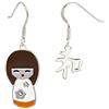 Aka Gioielli® - Orecchini Pendenti Donna in Argento 925 Smaltato a Mano e Cristalli, Bambolina Giapponese con scritta Armonia
