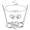 LYL.Adorer LYL. Adorer Set di Gioielli Completo per Donna, Collana Bracciale Orecchini placcati Oro Bianco, Simbolo Infinito e Cuore, Regalo Perfetto