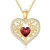 Rikelus Collana da donna in oro 9 carati, con albero della vita, 375/9 carati, con ciondolo a forma di albero della vita, per compleanno, Natale, 40 + 5 cm, Oro, Granato