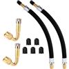 BOXOB Set di Prolunghe per Valvole Pneumatici, 2 Prolunghe Flessibili da 21cm, con Adattatori di Estensione Stelo in Ottone a 45 Gradi per Auto Camper Camion Moto e Bici
