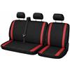 Susy Shop Coprisedili Universali Per Furgoni e Camion 3 Posti, Anteriore 2+1 Compatibile Con Bracciolo. (Nero - Rosso)