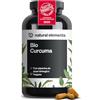 natural elements Curcuma e Piperina Plus - PRODOTTO DELL'ANNO 2026 - 2.900 mg di Curcuma Bio per Dose Giornaliera - 240 Capsule - con Curcumina e Pepe Nero - Alto Dosaggio - Vegana - Testata in Laboratorio in Germania
