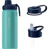 Wessper Borraccia Termica in Acciaio Inossidabile, 500 ml, Thermos Acqua con Tre Tappi Intercambiabili, Bottiglia per Bevande Aalde e Fredde, Senza BPA - Marine