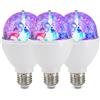 BRILONER - Set di 3 lampadine RGB, E27, 3W, cambio colore tramite rotazione, luce da discoteca, luce da festa, decorazione per feste, lampada, lampadina, 7,3x12,9 cm, bianco