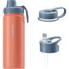 Wessper Borraccia Termica in Acciaio Inossidabile, 500 ml, Thermos Acqua con Tre Tappi Intercambiabili, Bottiglia per Bevande Aalde e Fredde, Senza BPA - Rosa Corallo