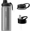 Wessper borraccia acciaio inox 500 ml, con tappi intercambiabili - Argento | borraccia termica, bottiglia per bevande fredde e calde, senza BPA, Thermos in acciaio inossidabile