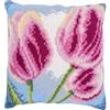 VERVACO Kit Cuscino Punto Croce 3 TULIPANI Set Ricamo Principianti Cuscini Gobelin Decorativi ca. 40 x 40 cm Accessori Per Lavoretti Creativi DIY Casa Decor Hobby Adulti Cross Stitch