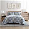 Eddie Bauer - Set copripiumino doppio, biancheria da letto reversibile in cotone con federa abbinata, decorazione per la casa patchwork con retro scozzese (accogliente plaid patchwork blu/verde