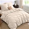 Dreamzie Parure da letto 4 pezzi, copripiumino matrimoniale 240x220 cm + lenzuolo con angoli matrimoniale 140x190 cm, con 2 federe da 65 x 65 cm, Beige per 2 persone, microfibra - oeko-tex