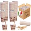Caffetti 1000 Bicchierini Caffè + 1000 Palettine - Bicchieri 90 ml 3 oz in Carta Made in Italy, Palette in Legno di Betulla Riciclabili, per Ristoranti, Ufficio, Asporto, Bar, Espresso