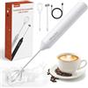 Morpilot Milk Frother, Montalatte Elettrico Ricaricabile, Montalatte Portatile Mini, Frullino Staccabile, per Caffè, Cappuccino, Bianco
