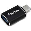 VulTech ADP-02P Adattatore USB 3.0 to Type-C- Connettore in Alluminio Nero 5 Gbps per Trasferimento Dati, Compatibile con MacBook Pro, Samsung e Huawei