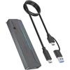 ICY Box M.2 NVMe/SATA SSD Case con illuminazione RGB USB 3.2 Gen 2 10 Gbps, supporta 2230/42/60/80, incluso cuscinetto termico e cavo USB-C/A, IB-1826MCL-CU31