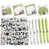 HSYWSH 60PCS Set di Panda Cancelleria HSYWSH-Kit di cancelleria a forma di panda 200 fogli di foglietti adesivi,50 fogli di adesivi, 6 penne cancellabili,Articoli di Cancelleria e Regali a Tema (Verde)