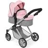 Bayer Chic 2000 Carrozzina 2 in 1 Mila - Melange grigio-rosa - Manico regolabile in altezza 39-72 cm - Telaio moderno - Bambole fino a 50 cm - 3-7 J