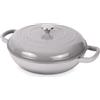 nuovva Casseruola bassa in ghisa con coperchio - casseruola antiaderente - pentola resistente, adatta al forno - pentola smaltata - grigio, 3 l, 30 cm - di Nuovva