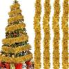 HONGECB 2m Ghirlanda Di Orpelli Natalizi, Ghirlanda Di Natale Tinsel, Festoni Natalizi, Ghirlanda Di Tinsel Metallizzata, Ghirlanda Natalizia Per Natalizie Decorazioni Casa Interno Esterni, 4pezzi, Oro