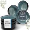 PURE LIVING INTERIOR DESIGN Set di 6 Piatti Moderni Ibiza con Servizio Completo per 6 Persone - Ciotole per Müsli Resistenti a Lavastoviglie e Microonde, Design Elegante - Pure Living petrolio scuro