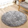 ORINOVA Tappeto Peloso Grau Rotondo 90 cm Morbido Tappeti Camera da Letto Rug Scendiletto Lavabile in Lavatrice Moderno Salotto