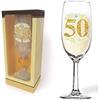 Partycolarità Flute Champagne 50 Anni Glitter - Flute Brindisi in Vetro - Bicchiere da Champagne - Gadget festa di Compleanno Cinquantenne