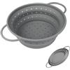 HSUYUN Scolapasta Pieghevole, Colino Da 25,5 CM di Diametro, Scolapasta Grigio In Silicone, Scola Pasta Resistente al Calore, con Maniglia per Trasporto, per Scolare Verdure, Frutta, Noodles