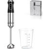 MULIN Frullatore a Immersione 1000W in Acciaio Inox, Velocità Regolabile, Smontabile e con Protezione Anti-Schizzo, Bicchiere Graduato e Frusta Inclusi, Ideale per Vellutate, Frullati e Salse
